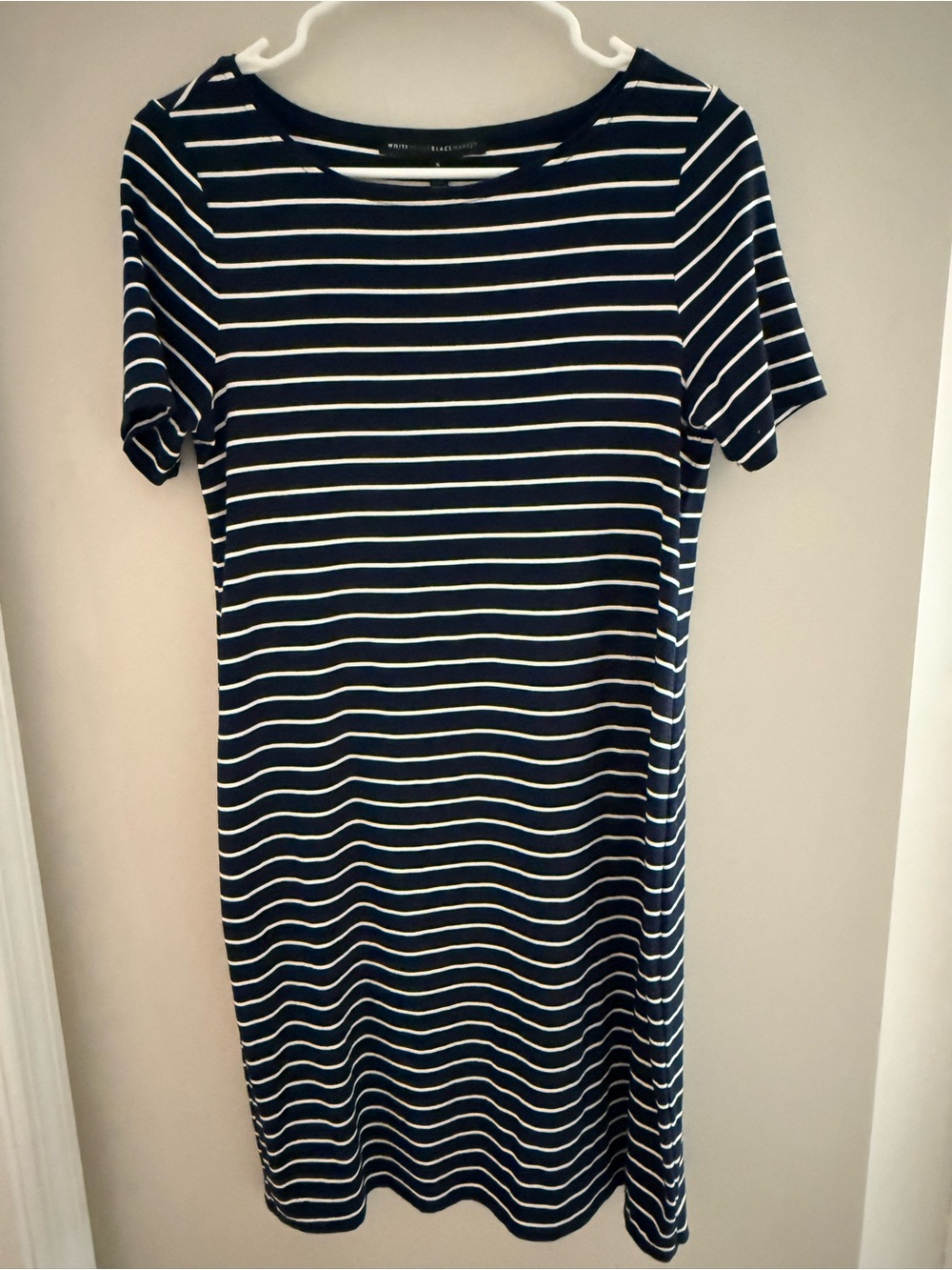 White House Black Market Navy and White Striped Mini Dress